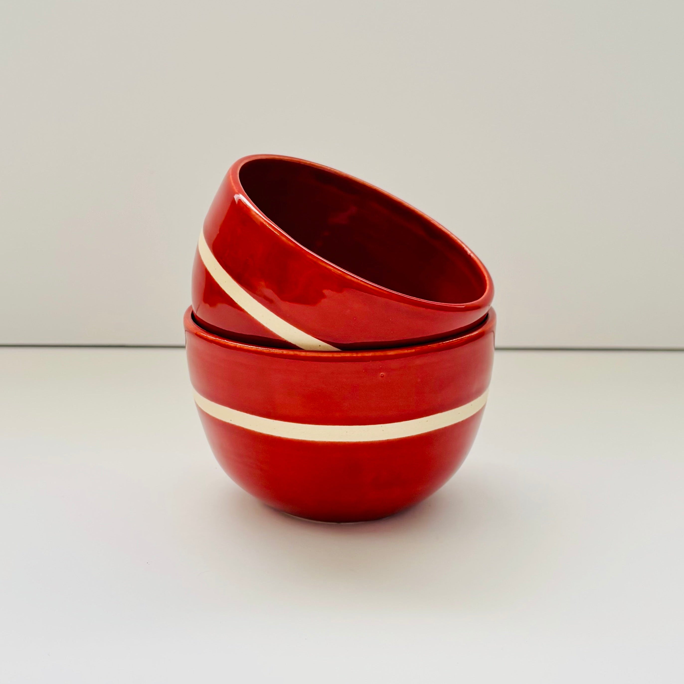 red stripe bowls