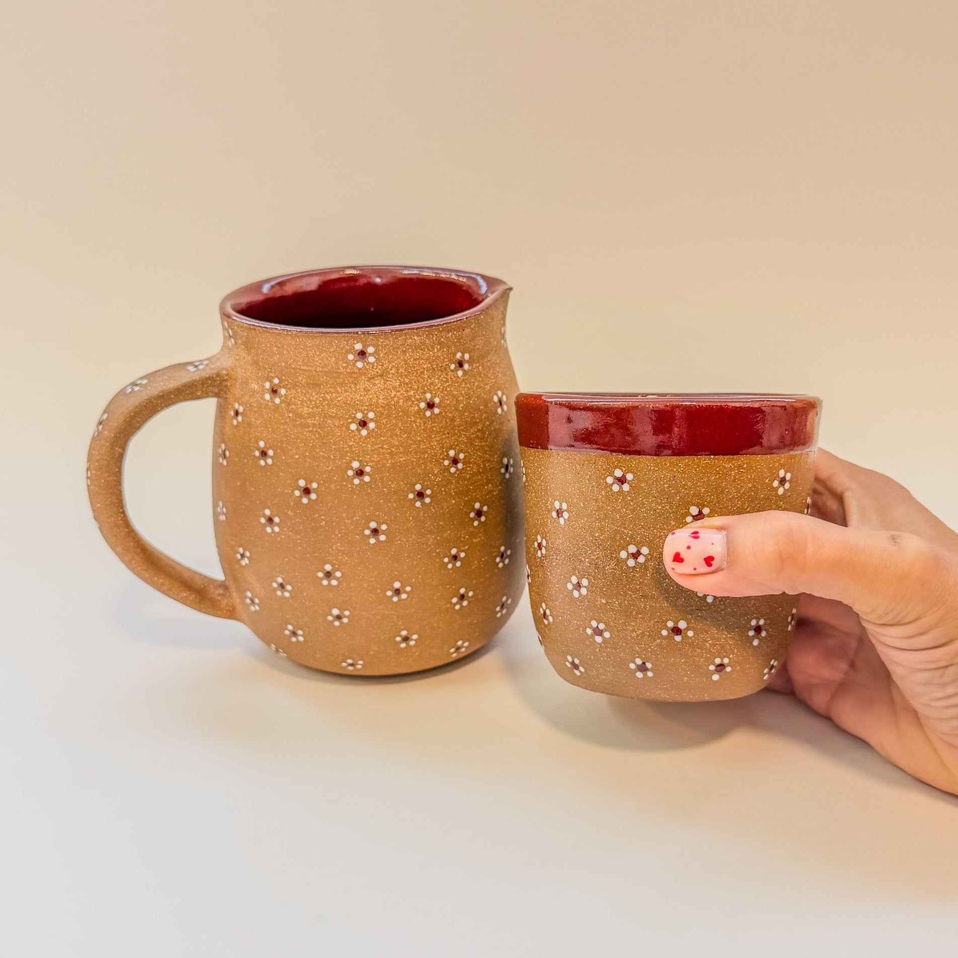 Flowery pitcher and cup set